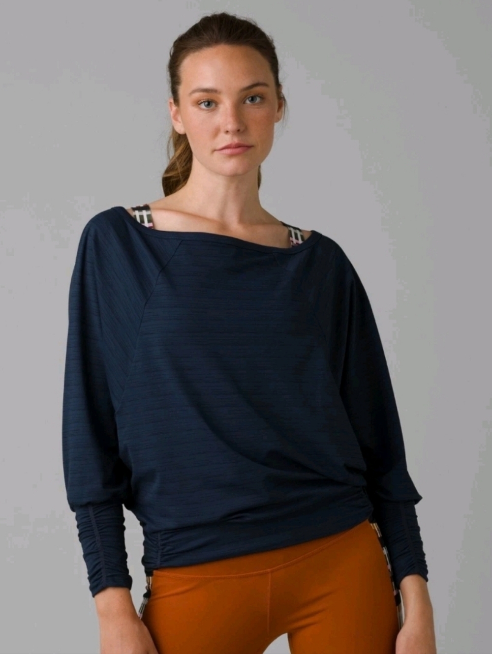 Prana Ridgeview Relaxed Long Sleeve Top Womens Size Large Navy Blue